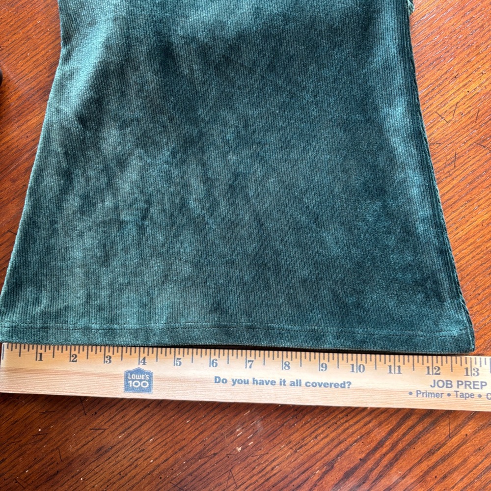 Earthbound Trading Co Boho Green Velvet Corduroy Flare Pants Bell Bottoms Medium - Picture 12 of 13